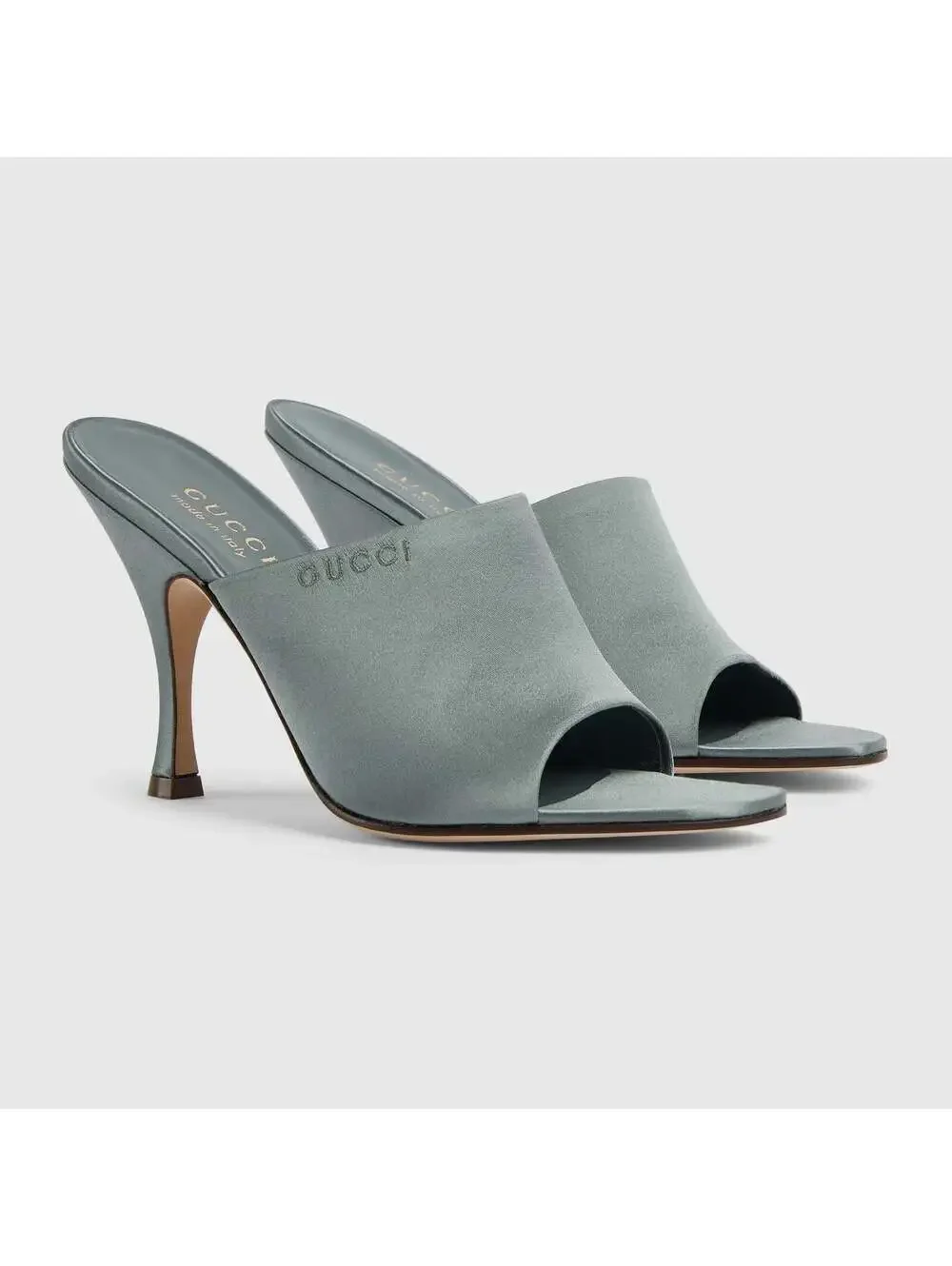 Gucci Logo Satin Slide Sandals(PLEASE REQUEST YOUR SIZE BEFORE PURCHASING)
